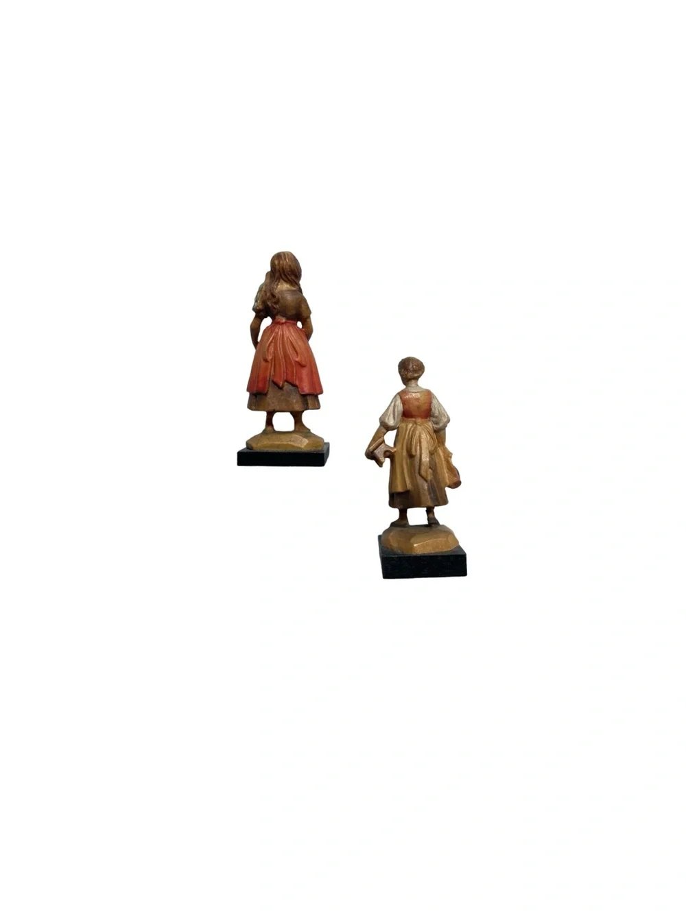 Lot of 2 ANRI Italian Hand Carved Wood Figurines Vintage Folk Art Collectibles